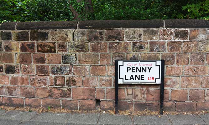 Road sign Penny Lane Liverpool