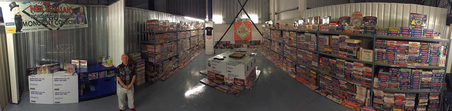 Panoramic of all the Monopoly Games in a Self Storage Unit