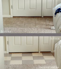 Repainted floor tiles