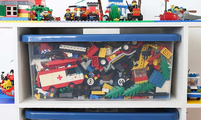 Plastic tubs for storing lego