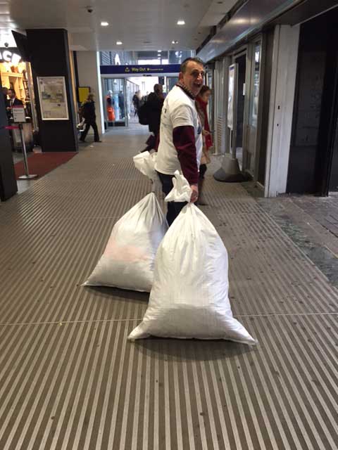 Carrying the bags out for Wrap Up London