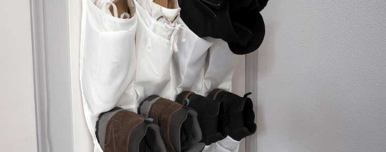 DIY Shoe storage ideas - fabric over door hanger