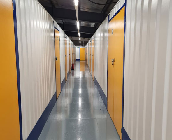 Safestore self storage Hanworth - Twickenham - internal photo of  yellow self storage units