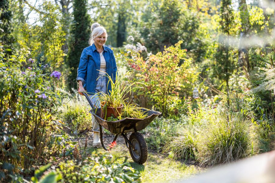 Neatly organised self storage unit with labelled boxes, ready for a seasonal belongings swap