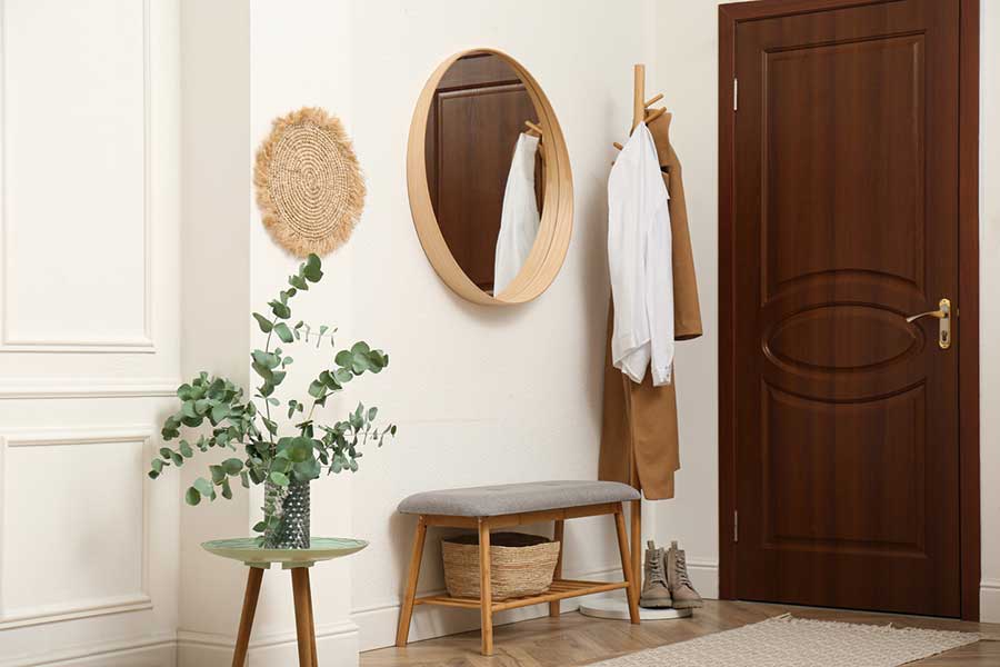 Image of a styled small hallway showing space-saving decoration ideas