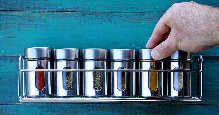 How to organise shelves with a spice rack
