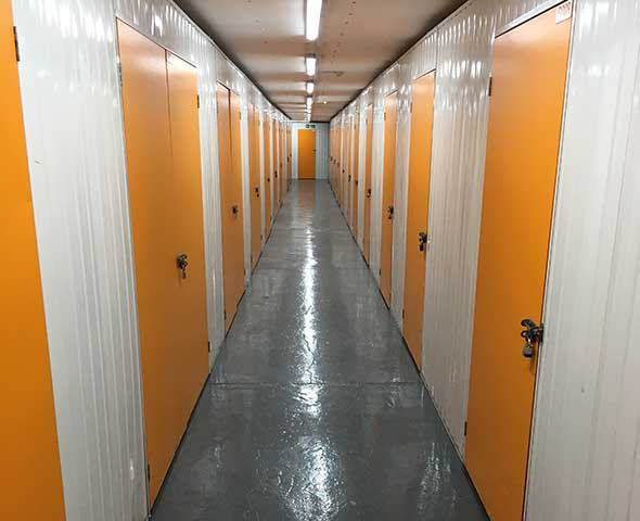 Yellow self storage units in Safestore self storage Romford
