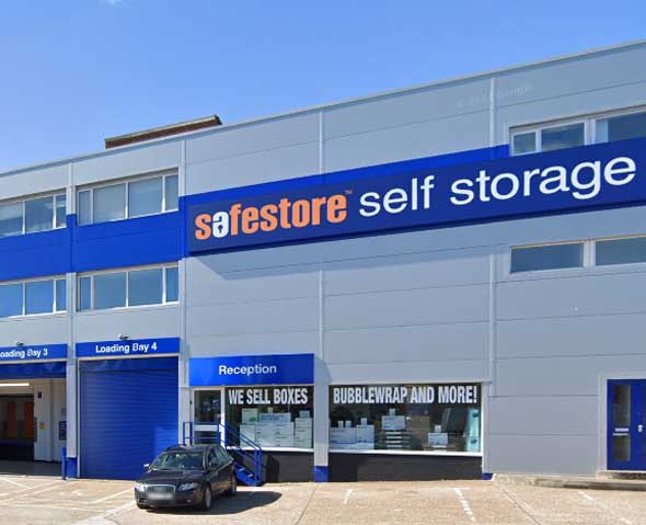 External photo of Safetore Self Storage Romford - parking, loading bays and reception