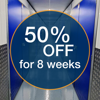 Safestore storage units with 50% for 8 weeks discount.