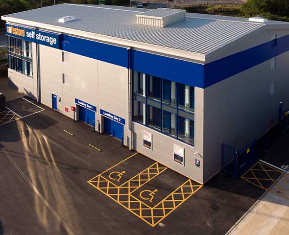 Drone image of extension at Safestore Self Storage Bedford  in 2024